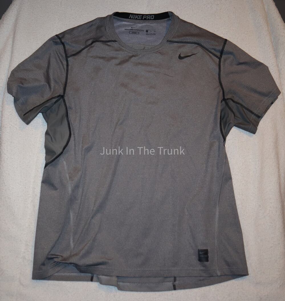 Grey Nike Pro Combat short-sleeve fitted shirt